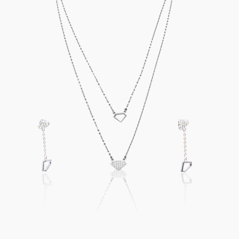 Chain of Diamond Silver Layered Necklace