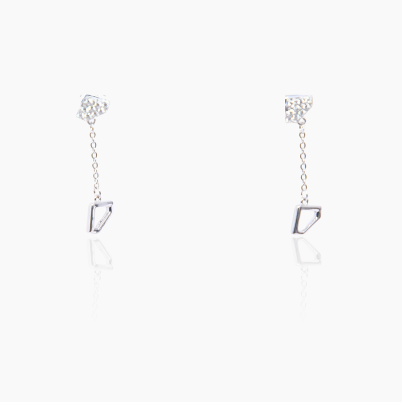 Chain of Dual Diamond Drop Earrings