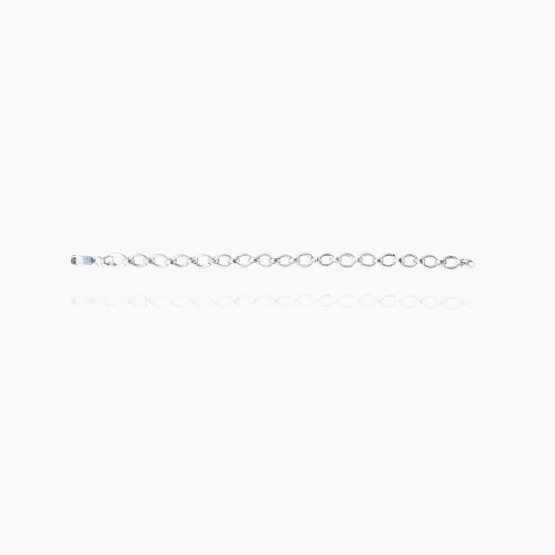 Oval Self Design Interlinked Chain Silver Bracelet