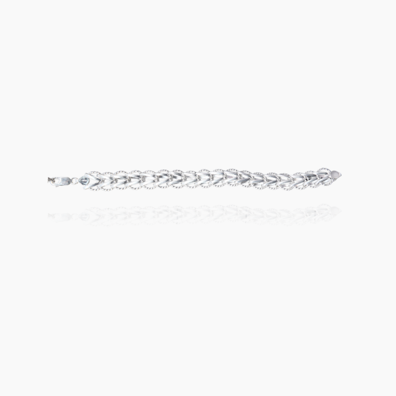 V for Victory Byzantine Chain Silver Bracelet
