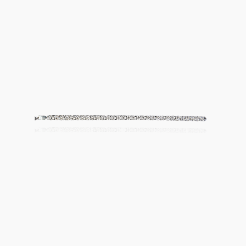 Enclosed in Bracket Byzantine Chain Silver Bracelet