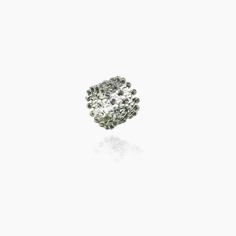 2 in 1 Stretchable Silver Zircon Ring & Bracelet