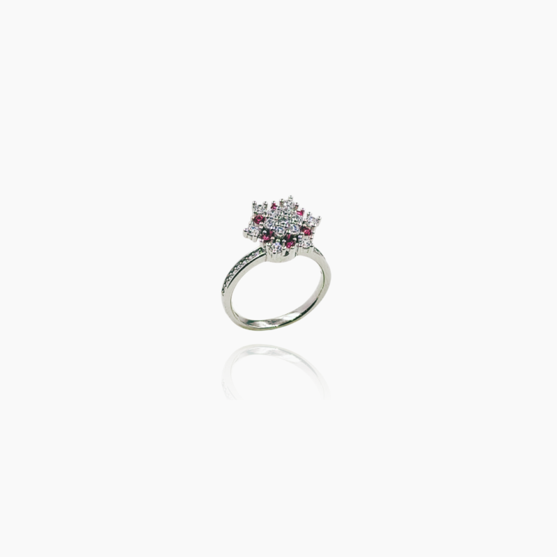 Zirconia Pink Stone Silver Cocktail Ring