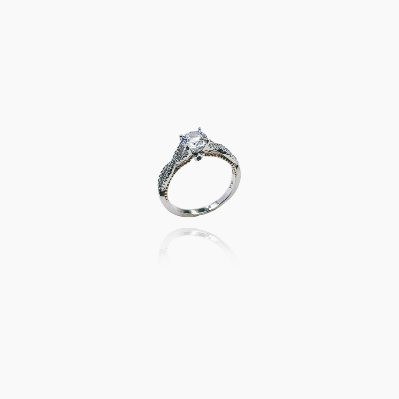 Zirconia Cross Style Solitaire Silver Ring