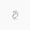 Dainty Floral Zircon Silver Ring with Yellow & White Meenakari Work