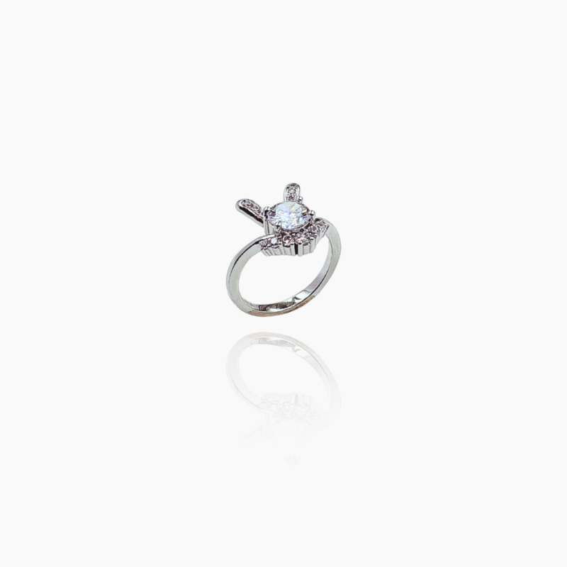 Cute Zircon Studded Bunny Silver Ring
