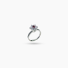 Dainty Floral Zircon Silver Ring with Pink Stone