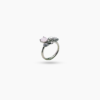 Zircon Studded Floral Silver Ring with Pink Heart Stone