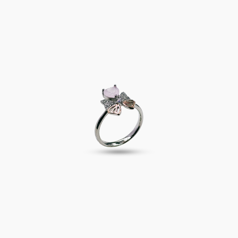 Butterfly heart zircon silver rosegold ring