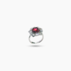 Exquisite pink zircon stone floral silver ring