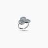 Three blooming zircon flowers silver ring