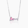 Blush Silver Love Typography Charm Necklace