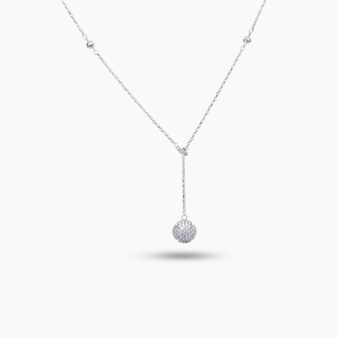 Phases of Moon Zircon Silver Drop necklace