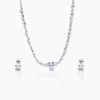 Christmas Bell Ornament Zircon Silver Necklace with Earrings