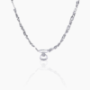 Interlinked Rectangle zircon studded silver necklace with Earrings