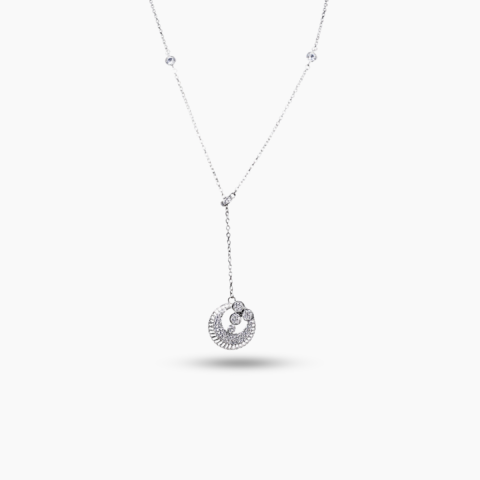 Moonlit Silver Zircon Drop Necklace