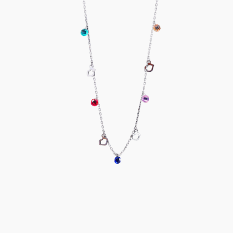 Colours of love hanging charms silver necklace